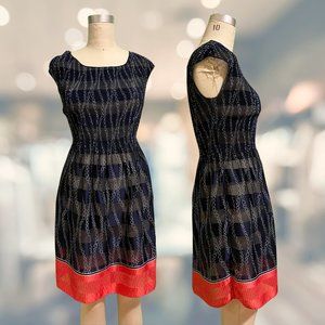 Max Edition Sheer Navy Blue and Coral Dress